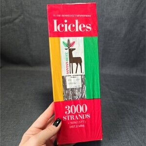 Vintage 3000 Strands 18" Icicles Christmas Tree Tinsel Decoration Made In USA